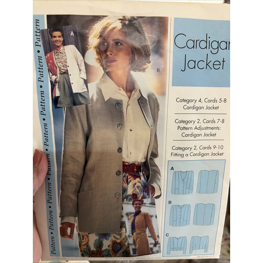 Sewing Step by Step Cardigan Jacket 012-052-104 UNCUT CARDS NOT INCLUDED